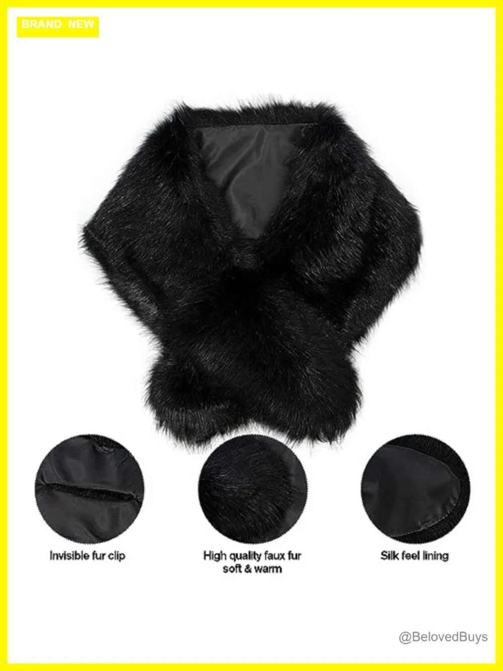 Faux Fur Collar Neck Warmer Scarf Wrap Shawl for Winter Coat